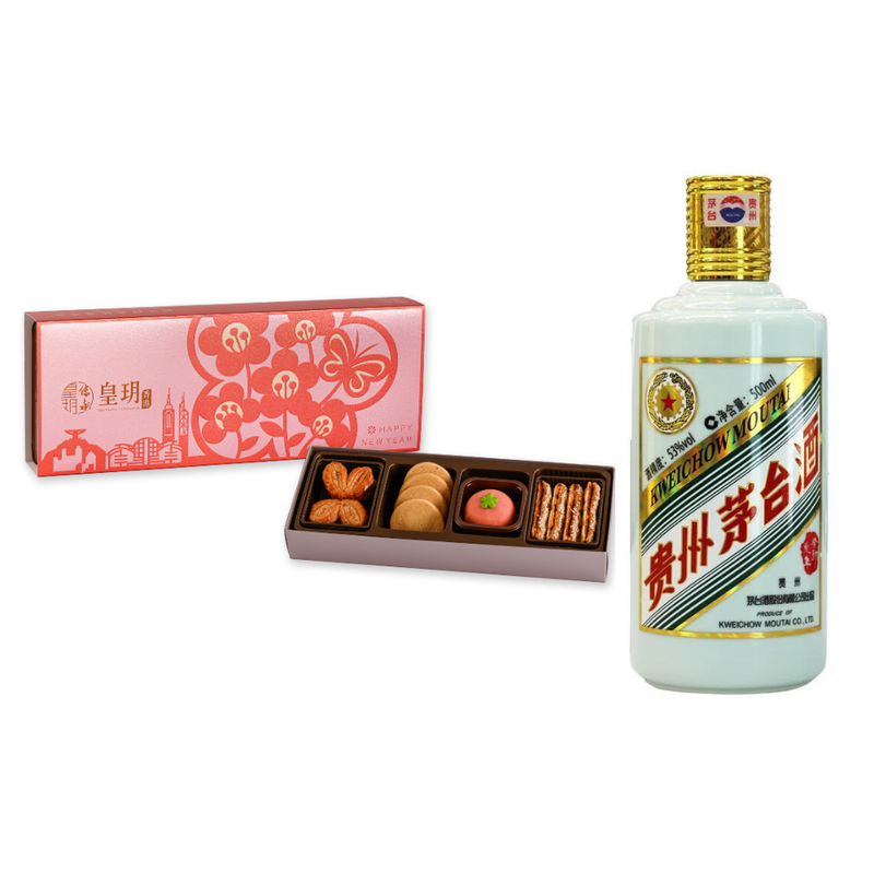 新年限定套裝】貴州茅台53度兔年生肖版500毫升+ 皇玥新年經典精選禮盒