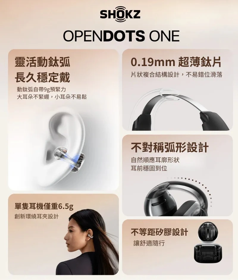 Shokz -【影院級】OpenDots ONE 杜比音效開放式藍牙耳機(E310) 柔霧粉