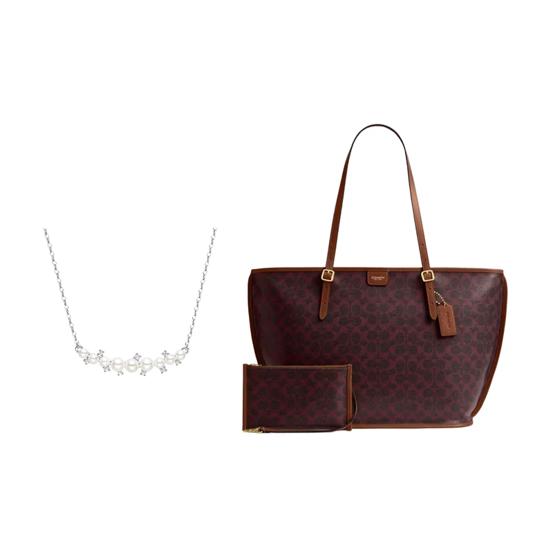 COACH蔻驰 TAXI TOTE+HEFANG何方白月光制锁骨项链